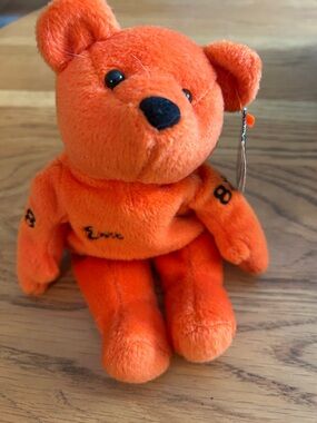 Bright Orange Plush Bear. Salvinos Bammers. Eric Lindros 88.